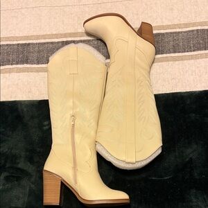 MIA Cream Heeled Western Boots